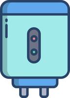 A blue electric stove with a red button vector