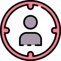 A person is in a circle with a pink outline vector