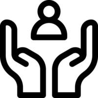 A black and white icon of two hands holding a person vector