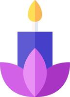A purple candle with a yellow flame on top vector