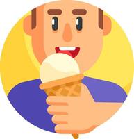 A man holding an ice cream cone in his hand vector