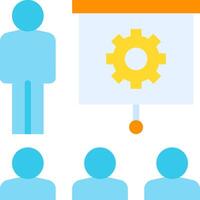 People with gears and a presentation on a white background vector