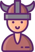 A man wearing a viking helmet icon vector