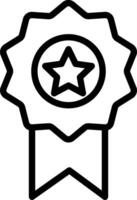 A black and white icon of a star with a ribbon vector