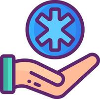 A hand holding a blue star with an arrow pointing to it vector
