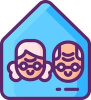 An elderly couple in a house icon vector