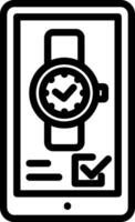 A tablet with a watch on it and a check mark vector