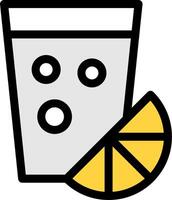 A glass of lemonade with a slice of lemon vector