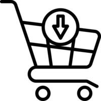 Shopping cart icon with arrow pointing down vector