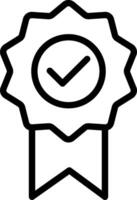 A black and white icon of a badge with a tick vector
