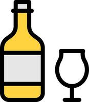 A bottle and glass of wine on a white background vector
