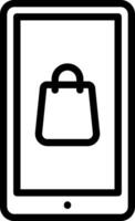 An icon of a shopping bag on a tablet vector