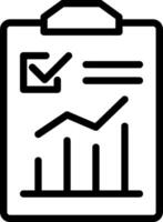 A black and white clip board with a graph and a check mark vector