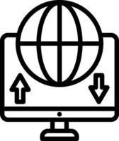 A computer monitor with a globe icon on it vector