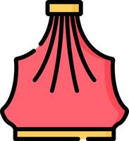 A red lamp with a gold trim vector