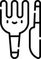 A black and white illustration of a fork and spoon vector