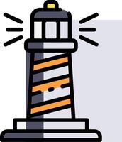 A lighthouse icon with a light shining on it vector