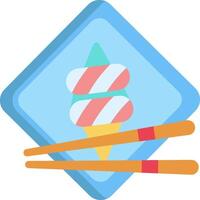 A blue square with chopsticks and ice cream vector