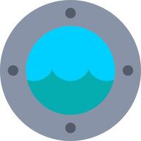A circular porthole with a blue ocean in the middle vector