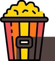 A bucket of popcorn with a yellow and orange stripe vector