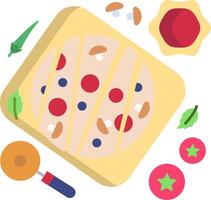 Pizza ingredients and tools on a white background vector