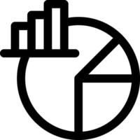 A black and white icon of a pie chart vector