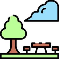 A park with a tree and bench vector