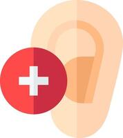 An ear with a red cross and a white cross vector