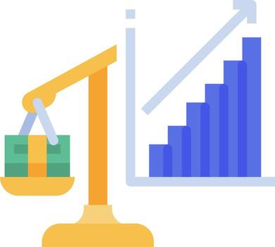 A scale with a bar graph and a box vector