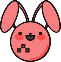 A pink bunny with a square face and eyes vector