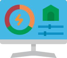 A computer monitor with a house and a battery icon vector