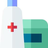 A bottle of hand sanitizer and a box of toothpaste vector