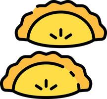 Two yellow patties with slices of cheese on them vector
