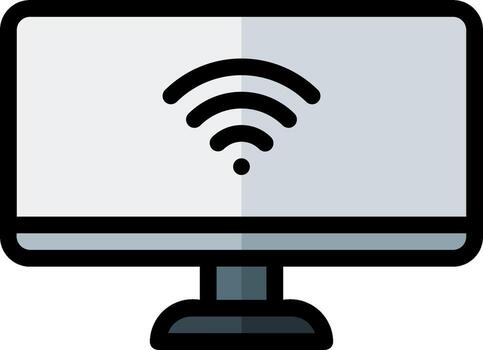 A computer monitor with wifi symbol on it vector