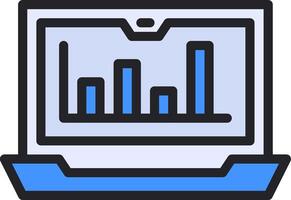 A laptop with a bar chart on it vector