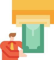 A man holding a money bill under a machine vector