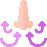A nose with arrows pointing to it vector