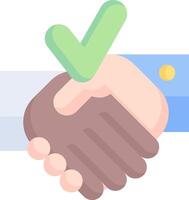 Two hands shaking with a tick mark vector