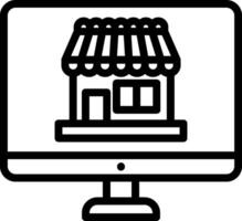 A computer monitor with a black and white image of a store vector