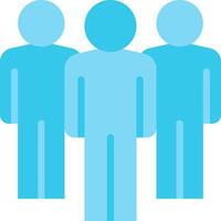 Three people standing in front of a blue background vector