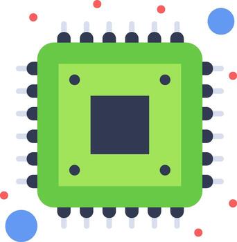 un verde computadora procesador con azul y rojo puntos vector