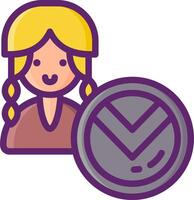 A woman holding a check mark and a check mark icon vector