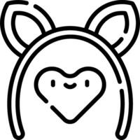 A black and white outline of a heart with ears vector