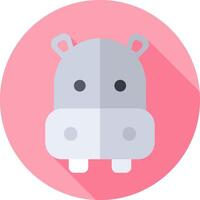 A hippo in a flat design on a pink circle vector