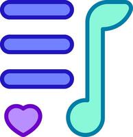 Music notes and a heart icon vector