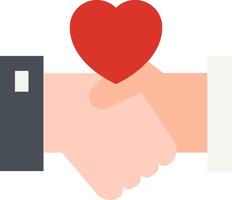 Two hands shaking with a heart in the middle vector