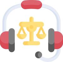 A headset with a justice scale and a scale of justice vector