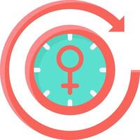 A female symbol in a circle with arrows pointing to it vector