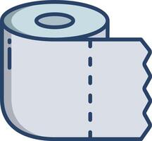 A roll of toilet paper is shown in a flat color vector