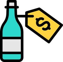 A bottle of wine with a price tag on it vector